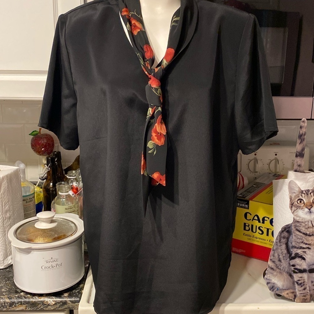 Womens Maggie Sweet black short sleeve plus size blouse 1X